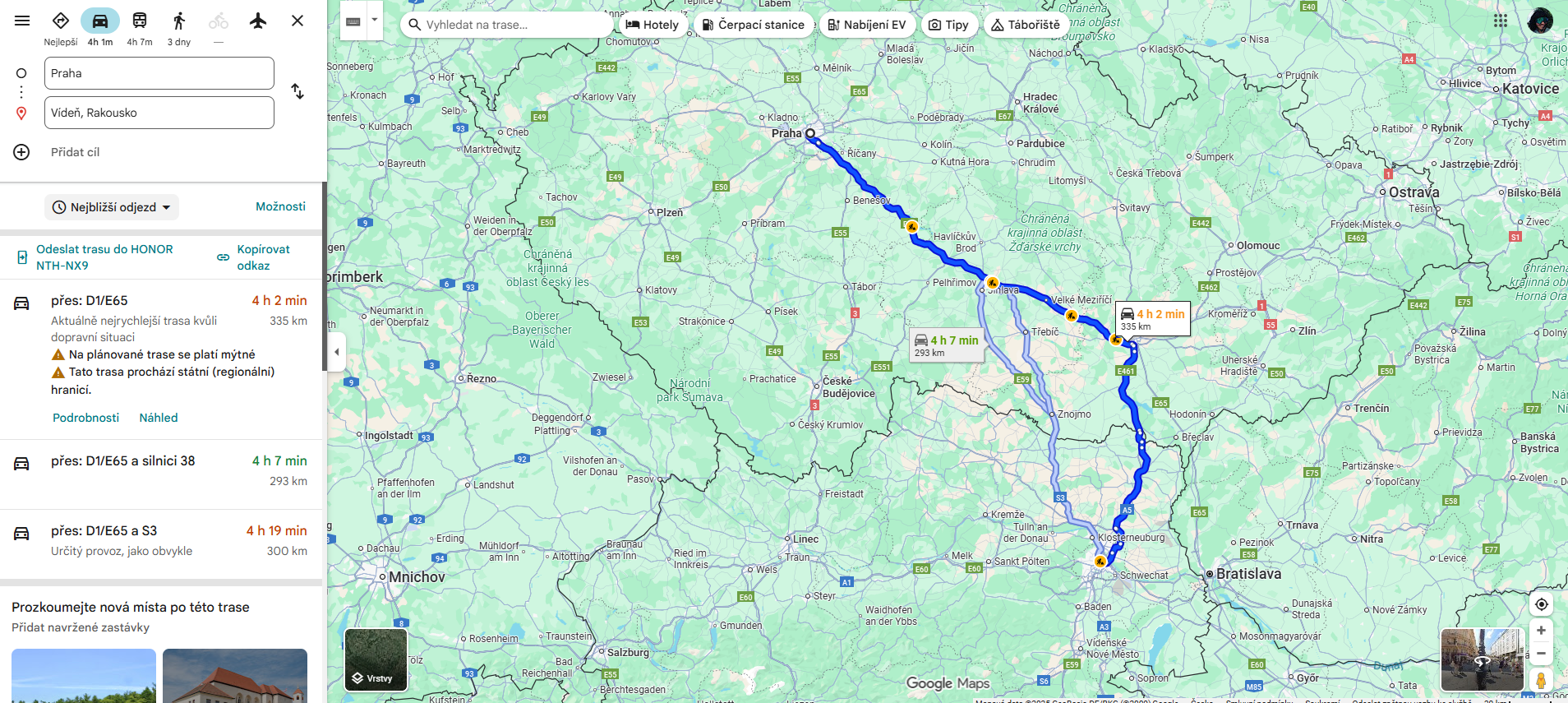 Plánovač tras Google Maps